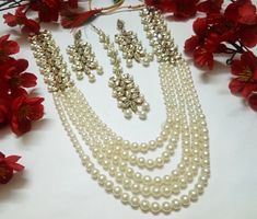 White Pearl Mala Necklace Set